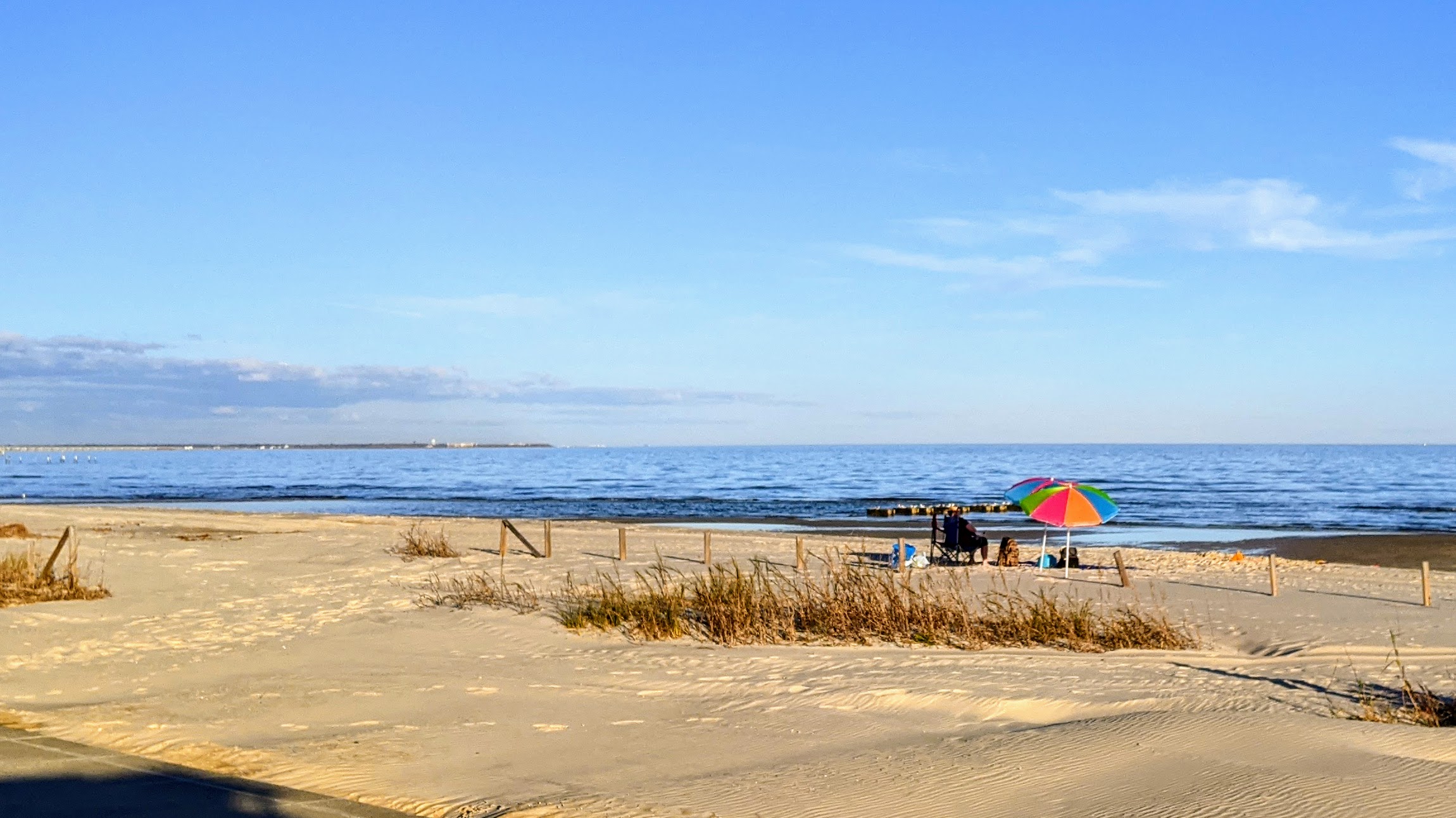 Calm day sitting on Waveland Beach